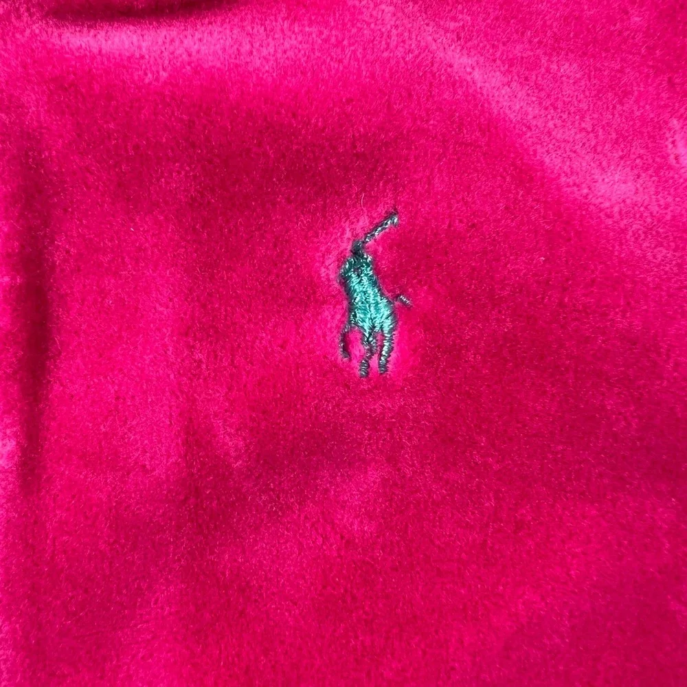 Ralph Lauren Tracksuit Girls 12M Pink Velour Zip‎ Hoodie and Pants Set Vintage